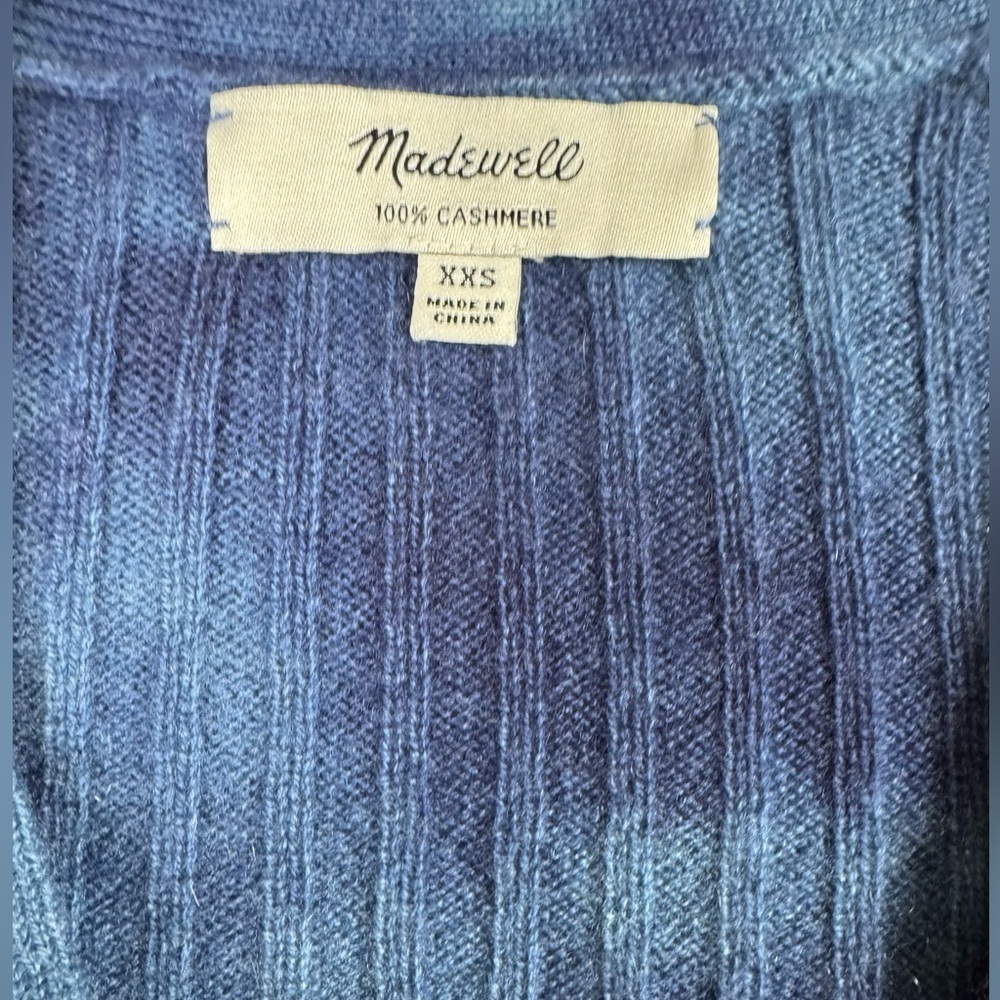 Madewell 100% Cashmere Cardigan Button Down Tie Dyed Ribbed XXS VNeck Preppy Lux - Picture 4 of 10